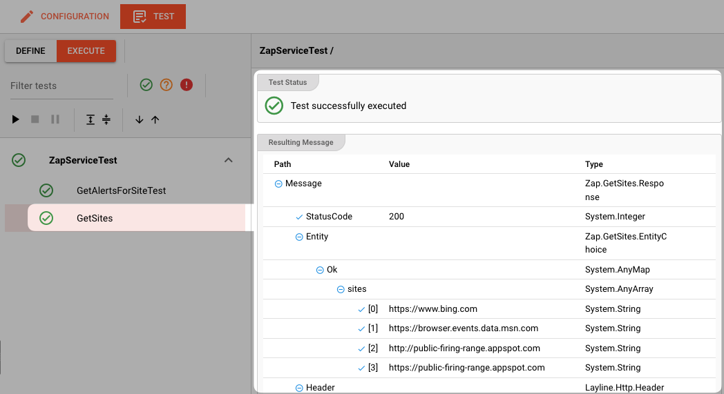Testcase Execution Results