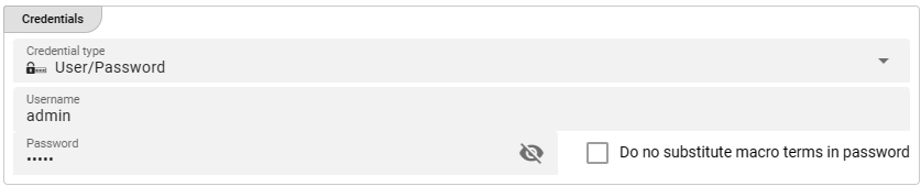 User and Password (Service Http) User and Password (Service Http)