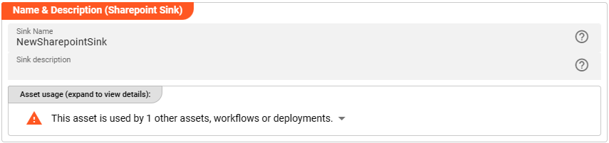 Name & Description (SharePoint Sink Asset) Name & Description (SharePoint Sink Asset)