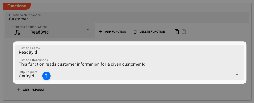Function Definition filled in (Service Http)