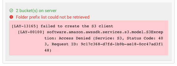 S3 bucket connection failure (S3 Source)