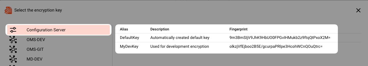 Encryption Key Dialog (Secret Asset)