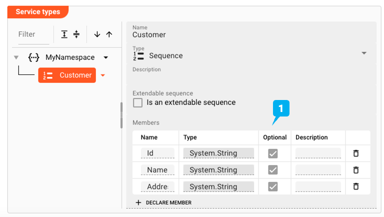 Customer sequence members (Service JDBC)