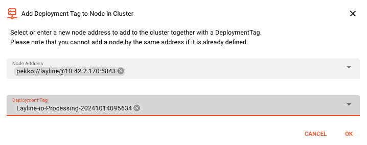 Add node assignment dialog