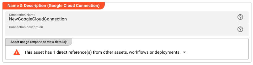 Name &amp; Description (Connection Google Cloud)