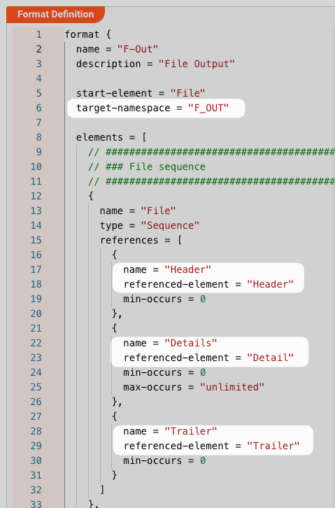 F-In Format setup (Data Dictionary)