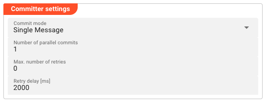 Input Frame Committer editor — Committer Settings section