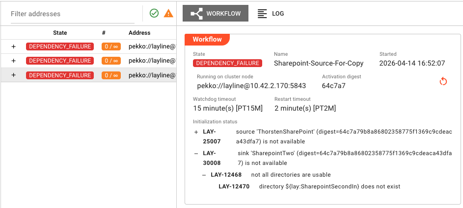 Engine State showing DEPENDENCY_FAILURE
