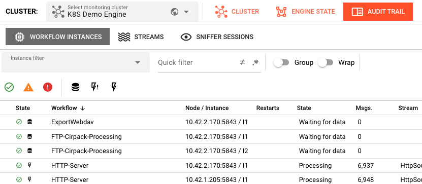 Engine State Workflows list