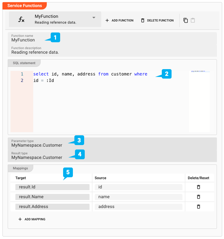 Service Function Details (Service JDBC)