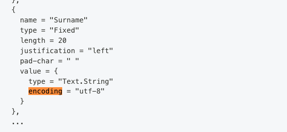 Format encoding configuration