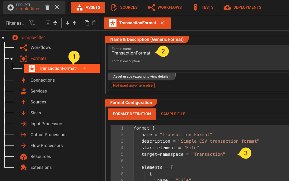 TransactionFormat Asset