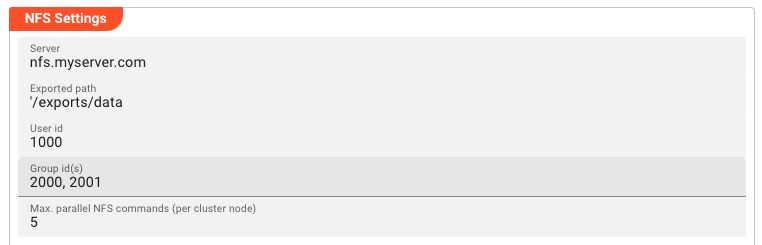 NFS Settings (Connection NFS) NFS Settings (Connection NFS)