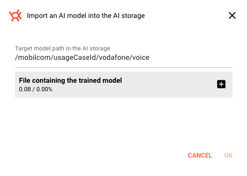 Import model dialog Import model dialog