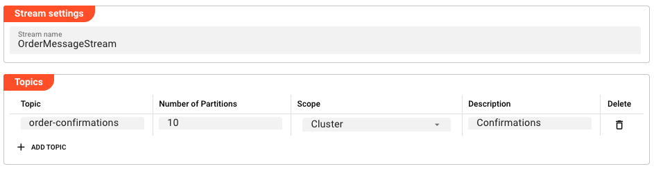 Stream Settings and Topics (Message Source)